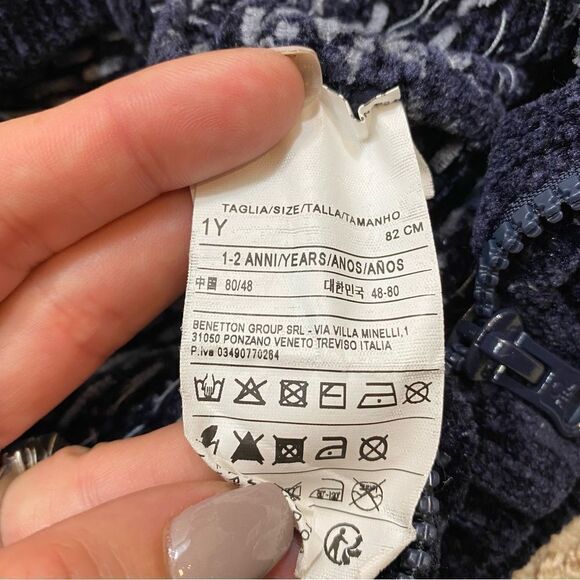 United Colors of Benetton Blue Full Zip Cardiagn Size 1-2 Years‎ - Picture 6 of 8